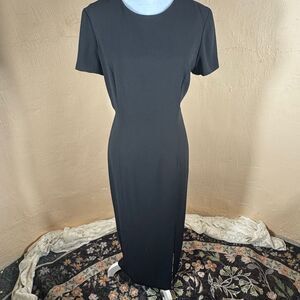 Vintage Maggy London by Kenneth Nolan Black Sheath Midi Dress | Illusion Mesh De